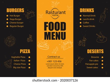 Restaurant menu vector design template
