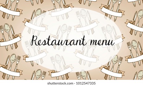 Restaurant menu vector illustration sketch style pattern