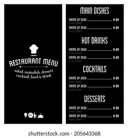 Restaurant menu. vintage design 