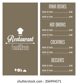 Restaurant menu. vintage design 