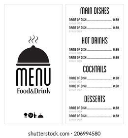 Restaurant menu. vintage design 
