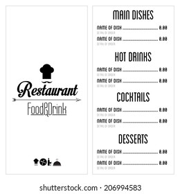 Restaurant menu. vintage design 