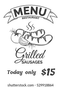 Restaurant  menu, vintage design.All elements editable.