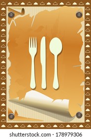 Restaurant menu, vintage torn paper. Illustration