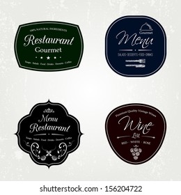 Restaurant Menu and Wine list labels set, vector 