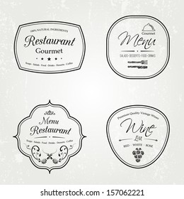 Restaurant Menu and Wine list labels set, vector design