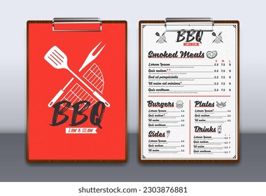 Restaurant Menu with Wooden Clipboard Vector Illustration