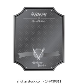 restaurant metal plate sign silver