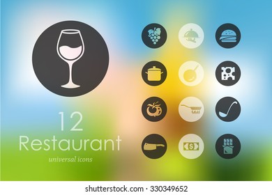 restaurant modern icons for mobile interface on blurred background