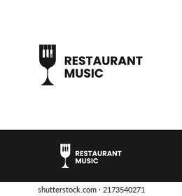 Plantilla de diseño de logotipo de música para restaurantes