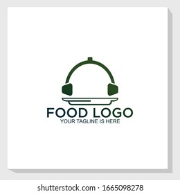 restaurant music logo template design vector, food concept logo vector