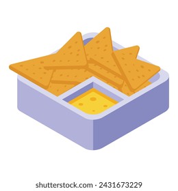 Restaurant nachos icon isometric vector. Food pot plate. Snack baked