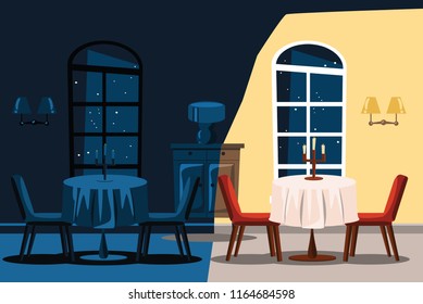restaurant in night vector illustration 