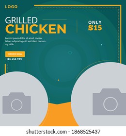 Restaurant offer menu card design with green and yellow color