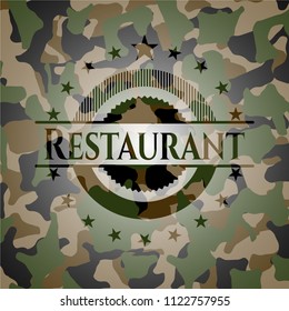 Restaurant on camo texture