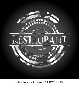 Restaurant on grey camo texture