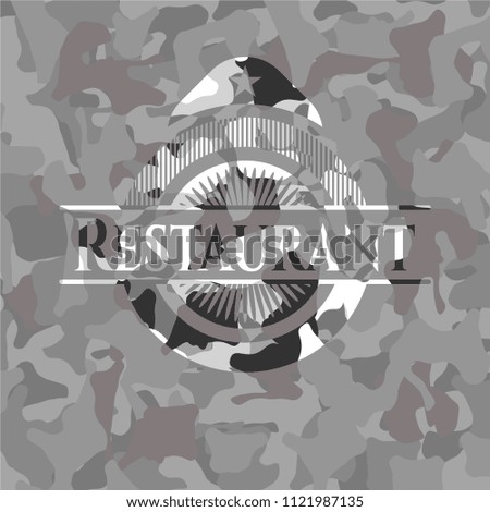 Restaurant on grey camouflage pattern