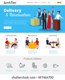 Restaurant online delivery orders and fast food cafe bars  reservations service infographic flat banners design vector illustration  