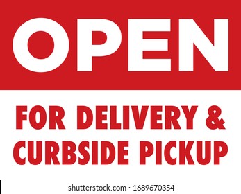 Restaurant Open For Delivery & Curbside Pickup Sign | Food & Drink Takeout Signage | Print Ready Vector Layout