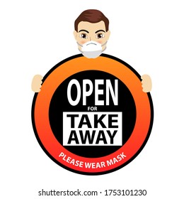 Restaurant Open for Take away, Delivery and Online Order Pickup Banner Sign.