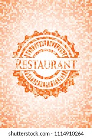 Restaurant orange mosaic emblem with background