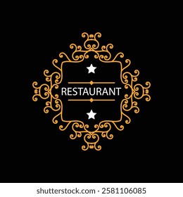 Restaurant Ornament Logo Design Templates Collection Stock Vector.