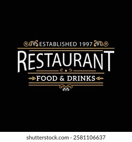 Restaurant Ornament Logo Design Templates Collection Stock Vector.