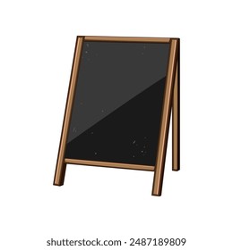 restaurant outdoor chalkboard cartoon. wooden chalk, black blank, stand street restaurant outdoor chalkboard sign. isolated symbol vector illustration