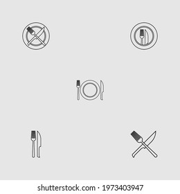 restaurant outline icon set isolated vector illustration