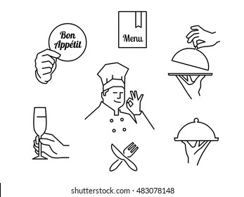 Restaurant outline icons