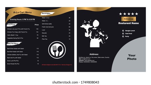 Restaurant or party menu brochure templates