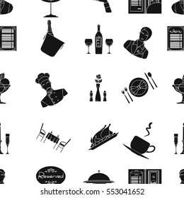 Restaurant pattern icons in black style. Big collection of restaurant vector symbol stock illustration