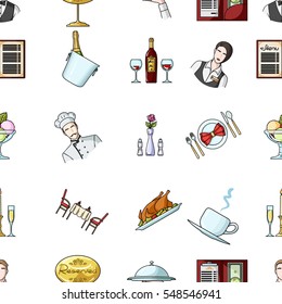 Restaurant pattern icons in cartoon style. Big collection of restaurant vector symbol stock illustration