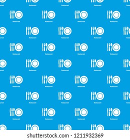 Restaurant pattern vector seamless blue repeat for any use