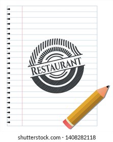 Restaurant pencil draw. Vector Illustration. Detailed.