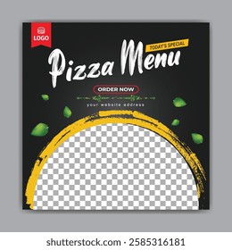 Restaurant pizza menu poster for social media poster