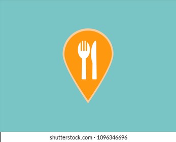 Restaurant place on map. Pin icon vector. Location sign