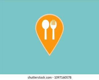 Restaurant place on map. Pin icon vector. Location sign