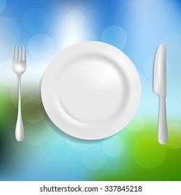 Restaurant Plate and Cutlery