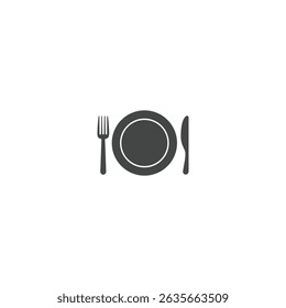 Restaurant Plate knife and fork Icon flat vector design