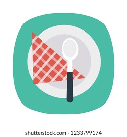 Restaurant plate with spoon.