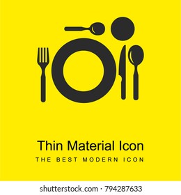 Restaurant plate top view bright yellow material minimal icon or logo design