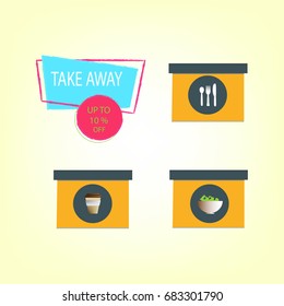 Restaurant poster design. Take away foods  and coffee .