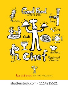 Restaurant poster / Sketchy food menu illustrations - vector