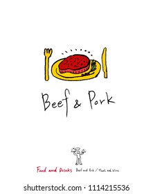 Restaurant poster / Sketchy food menu illustrations - vector