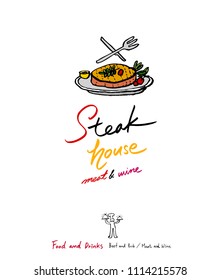 Restaurant poster / Sketchy food menu illustrations - vector