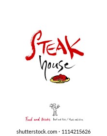 Restaurant poster / Sketchy food menu illustrations - vector
