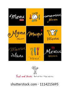 Restaurant poster / Sketchy food menu illustrations - vector