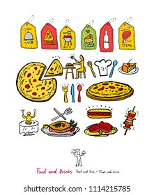 Restaurant poster / Sketchy food menu illustrations - vector