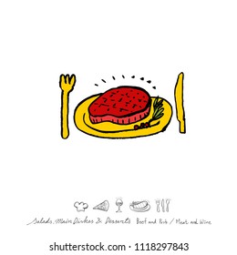 Restaurant poster / Sketchy food menu illustrations - vector